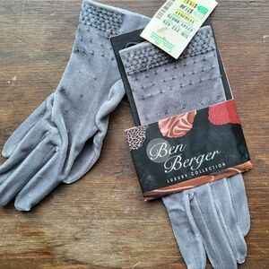 Vintage NOS Ben Berger Velvet Beaded Gloves 90s Y2K